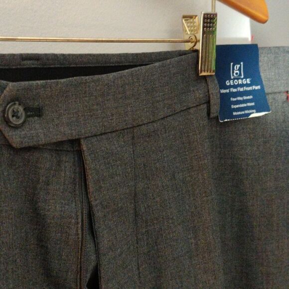 NWT 40x30 Charcoal Gray Flex Flat Front Pants - George - Picture 3 of 4